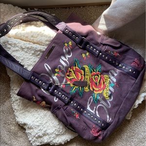 Ed Hardy Oversized Purple bag